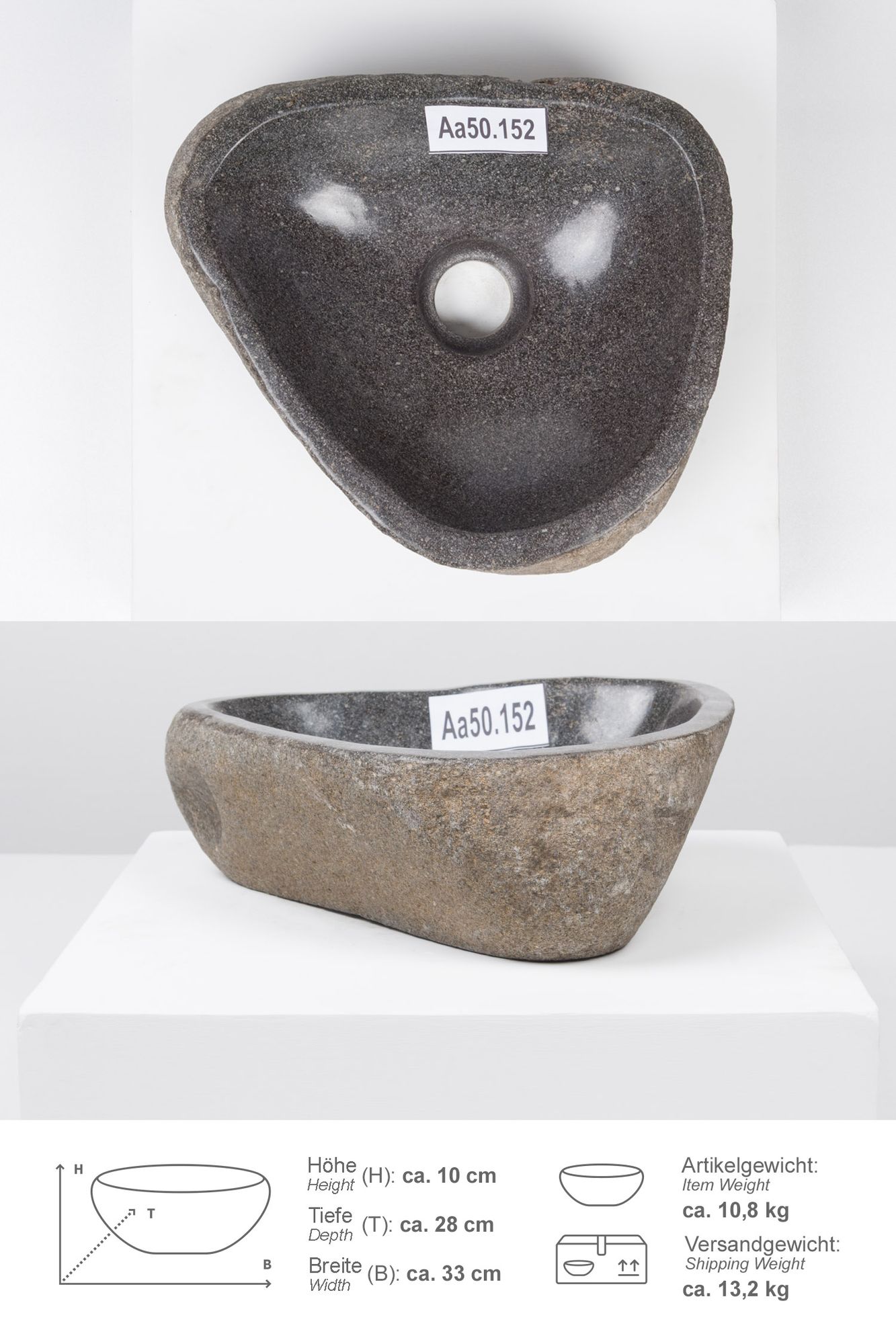 Naturstein Waschbecken 30 cm Aa50.152