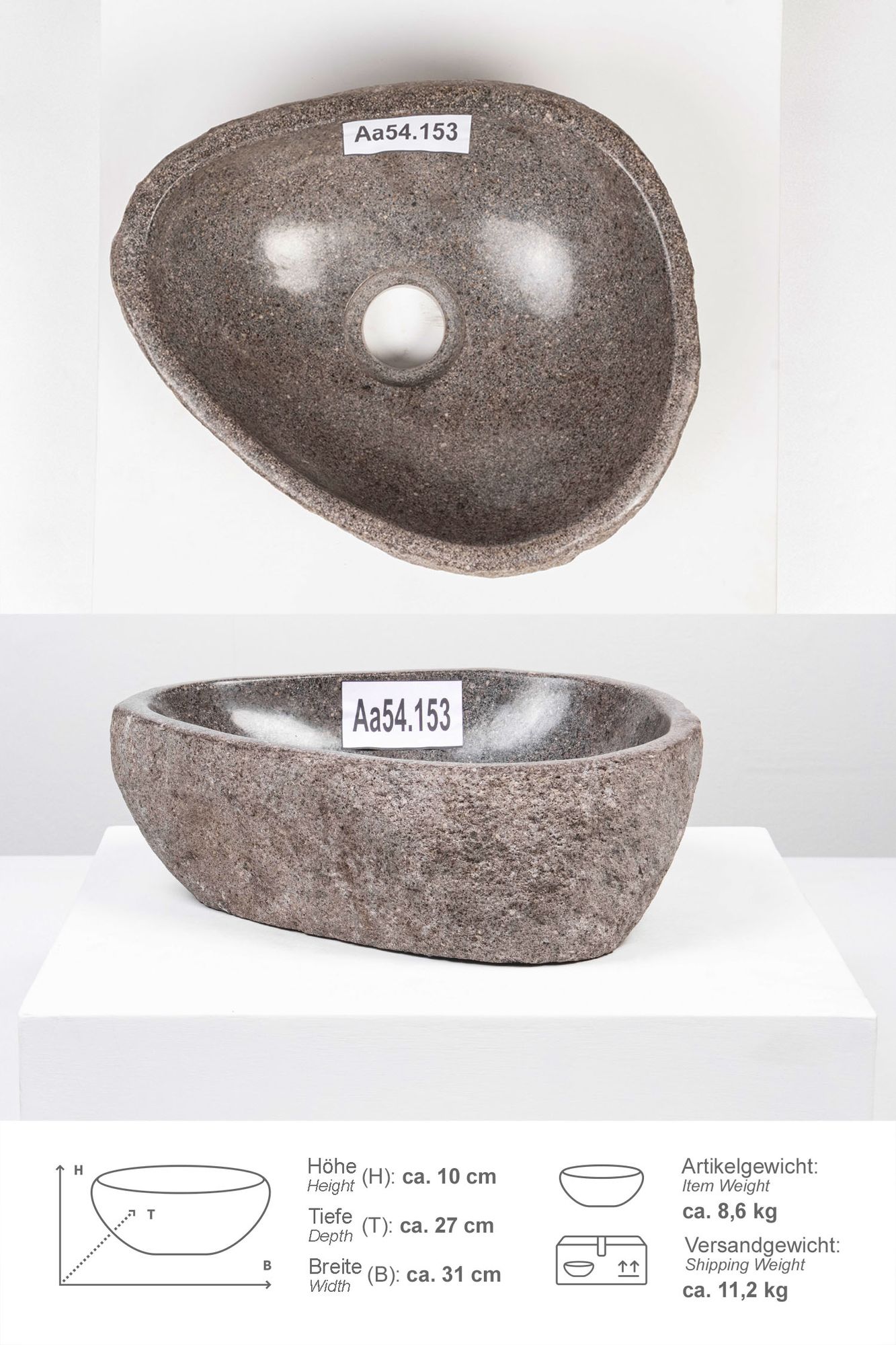 Naturstein Waschbecken 30 cm Aa54.153