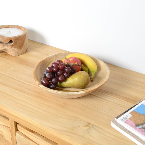 WOHNFREUDEN Teak Holz Schale Dekoration Aufbewahrung Obst ca 30 cm lasiert braun