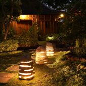 WOHNFREUDEN Marmor Leuchte Garten M 30x30x50 cm Licht Lampe Aussenbeleuchtung