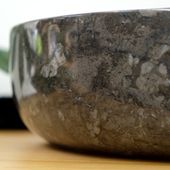 wohnfreuden Marmor Waschbecken 40 cm Milo schwarz rundes Handwaschbecken