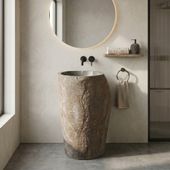 wohnfreuden Naturstein-Säule Waschbecken 40 cm natur