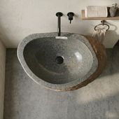 wohnfreuden Naturstein-Säule Waschbecken 40 cm natur