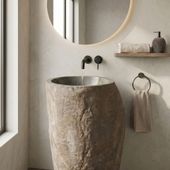 wohnfreuden Naturstein-Säule Waschbecken 40 cm natur