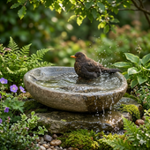 Naturstein Vogeltränke zur Gartengestaltung oval ca 40 cm wohnfreuden