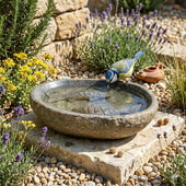 Naturstein Vogeltränke zur Gartengestaltung oval ca 40 cm wohnfreuden