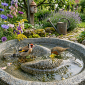 Naturstein Vogeltränke zur Gartengestaltung oval ca 40 cm wohnfreuden