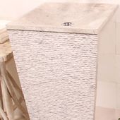 WOHNFREUDEN Marmor Stand-Waschbecken PEDESTAL 40x90cm creme eckig Säule Gäste WC
