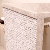 WOHNFREUDEN Marmor Stand-Waschbecken PEDESTAL 40x90cm creme eckig Säule Gäste WC