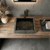 wohnfreuden Andesit Waschbecken KOTAK 50 cm schwarz eckig