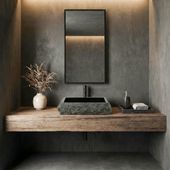 wohnfreuden Andesit Waschbecken KOTAK 50 cm schwarz eckig