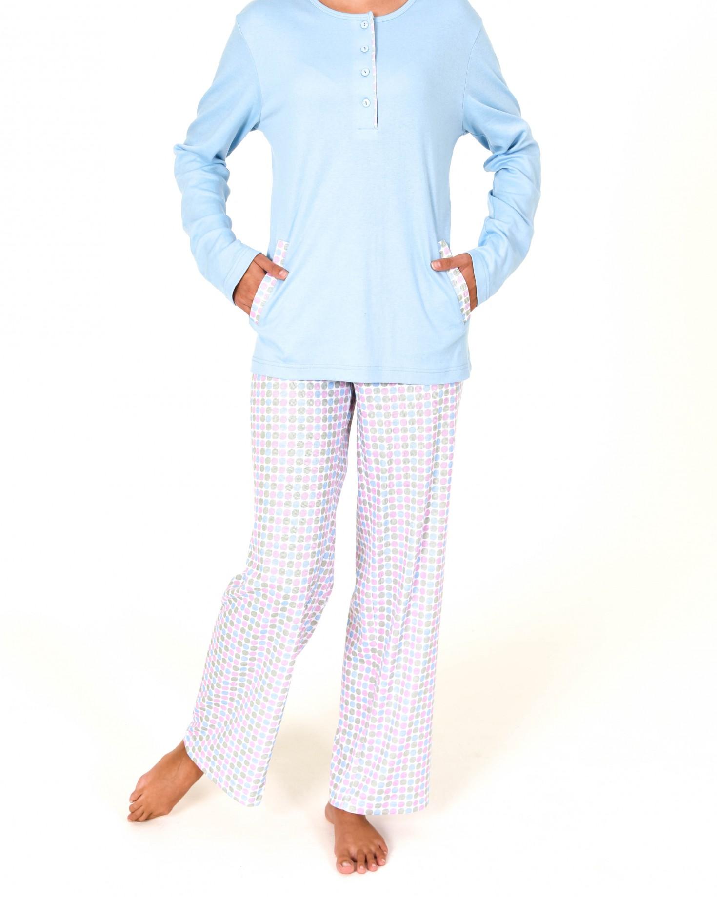 Pyjama mit Bündchen - Hausanzug -Kuschel Interlock 251 201 96 760