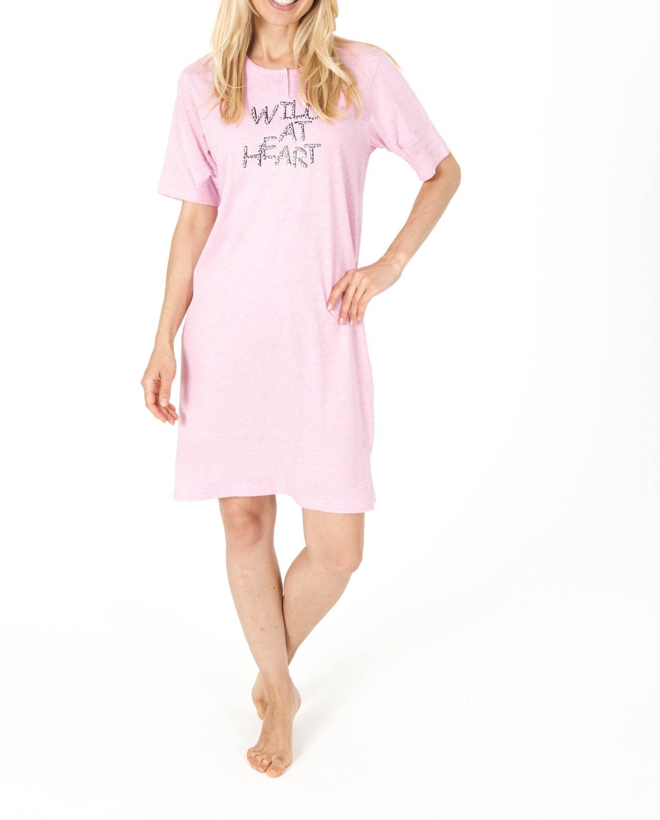 Schickes Damen Nachthemd kurzarm mit Leoprint – 161 213 90 905