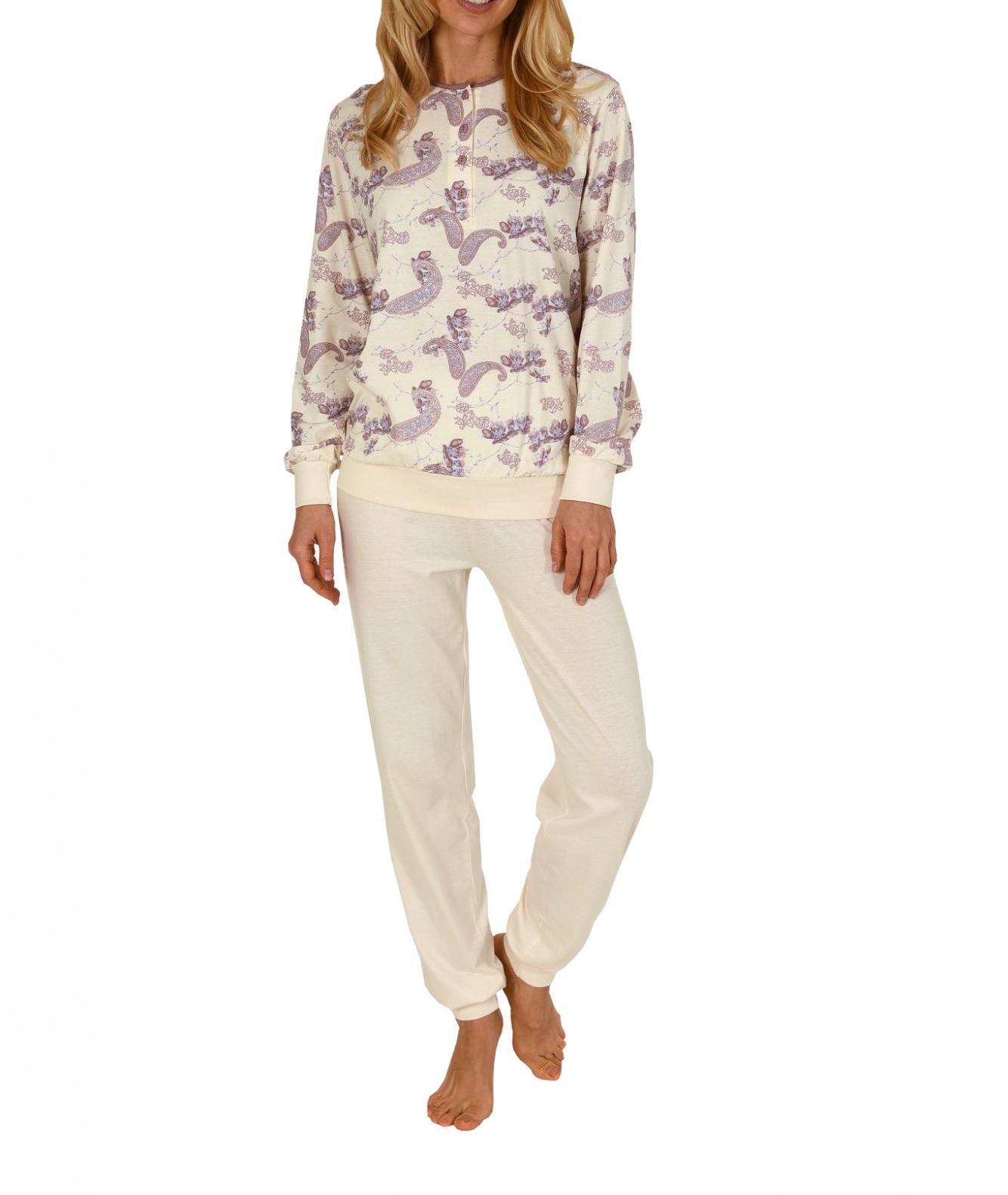 Klassischer Damen Pyjama langarm mit Bündchen 261 201 90 109