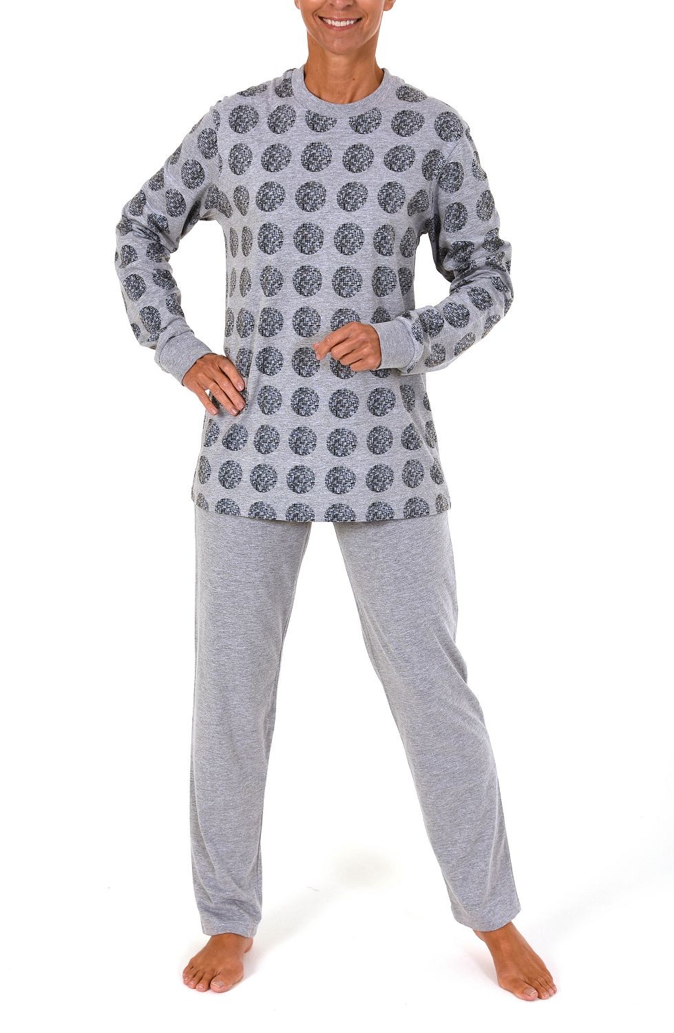 Wunderschöner Damen Pyjama mit Bündchen im Tupfendesign – 261 201 90 131