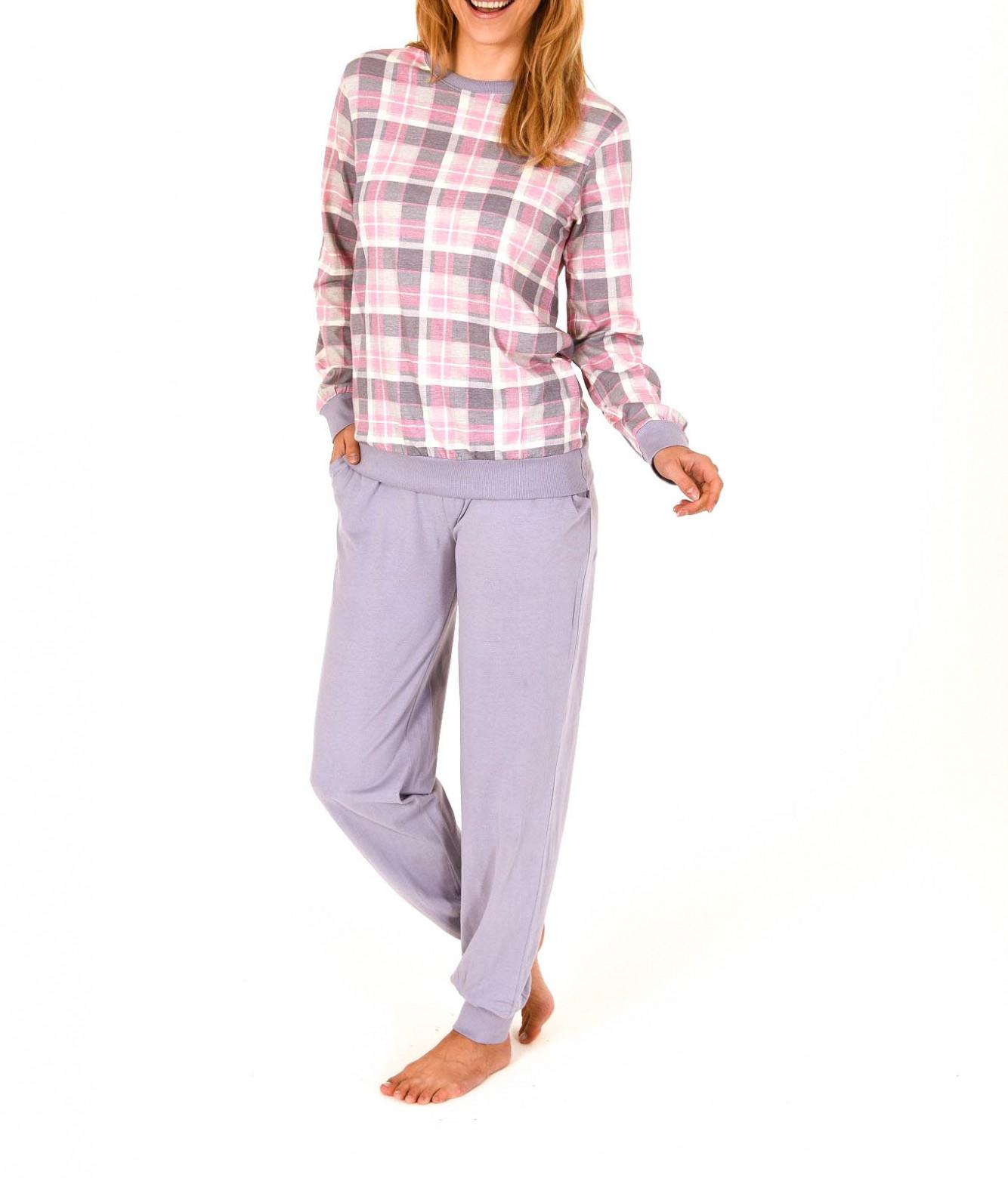 Damen Pyjama langarm mit Bündchen und Karo Top – 261 201 90 241 Damen Pyjama langarm mit Bündchen und Karo Top – 261 201 90 241