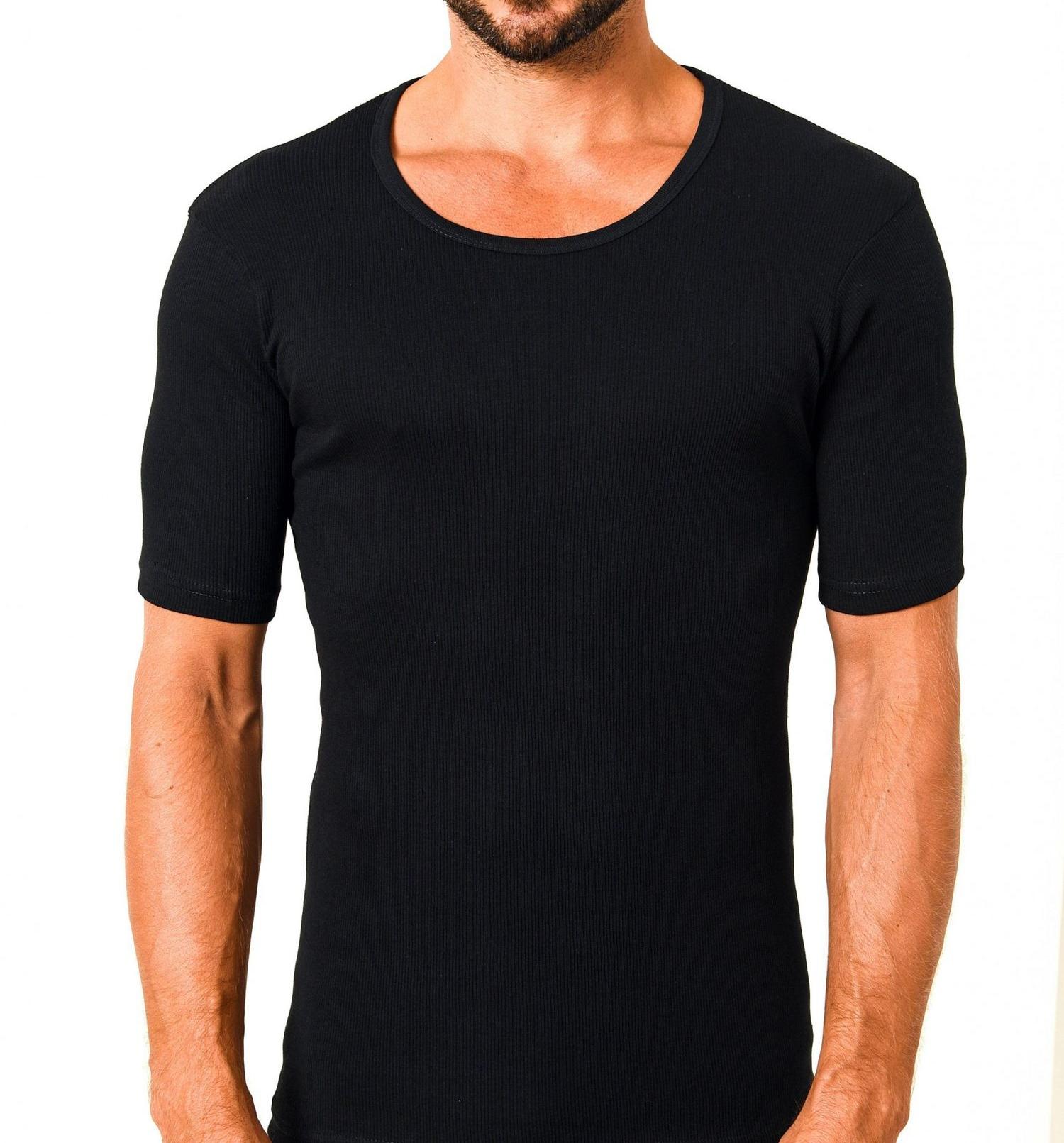 10427 Herren Unterhemd kurzarm 1/2-Arm Doppelripp 2erpack schwarz