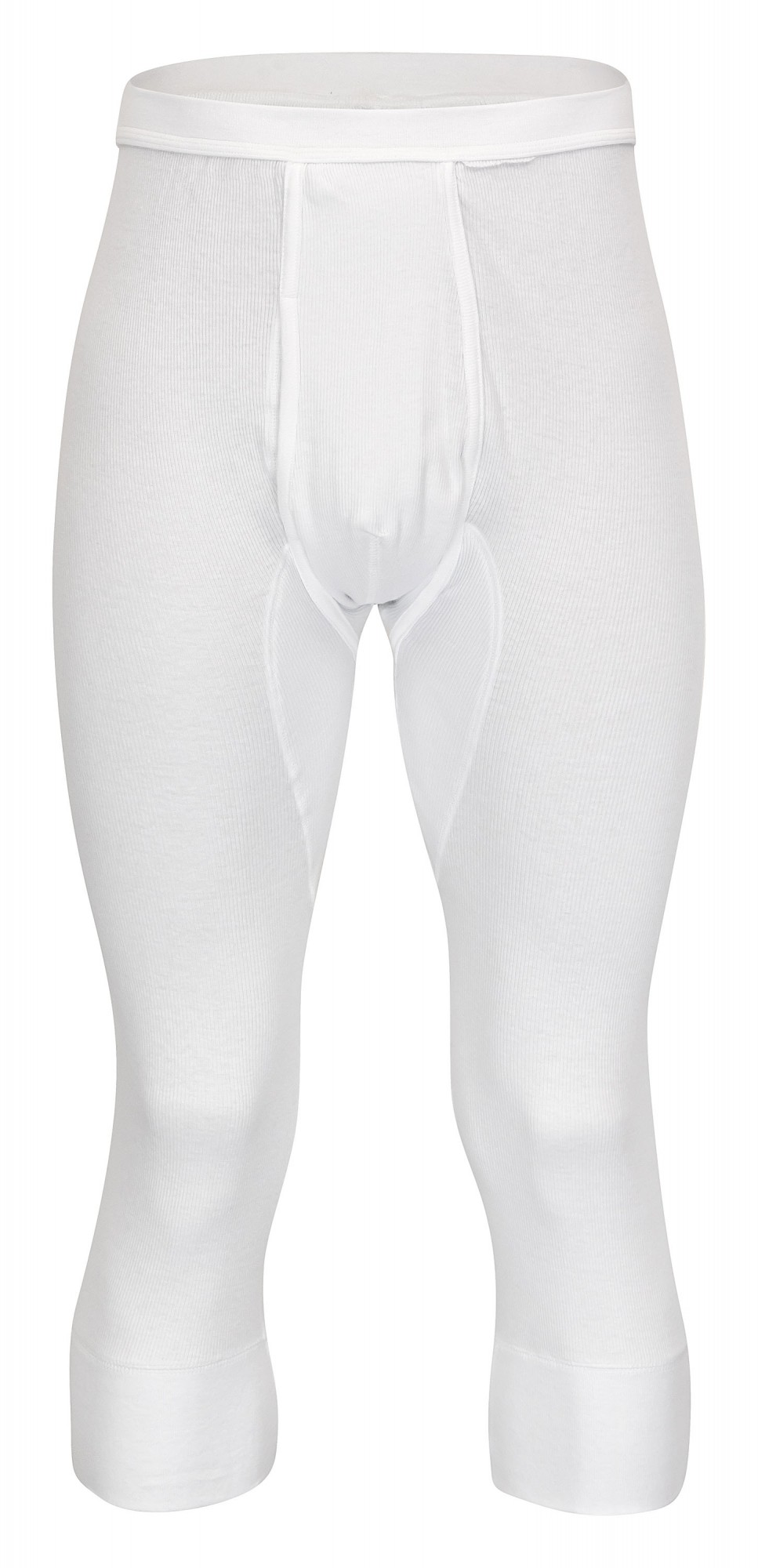 75382 Herren Unterhose 3/4-lang mit Eingriff  –  Doppelripp – Farbe weiss 2er Pack