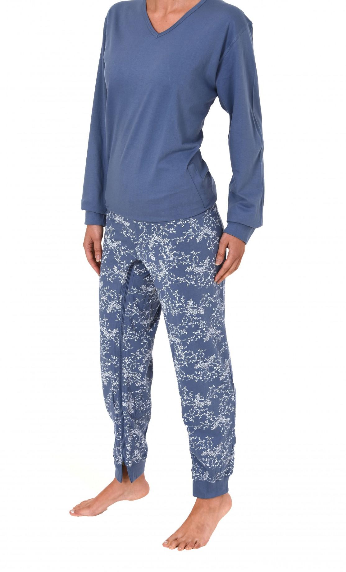 Damen Pflegeoverall langarm mit Reissverschluss am Rücken und am Bein