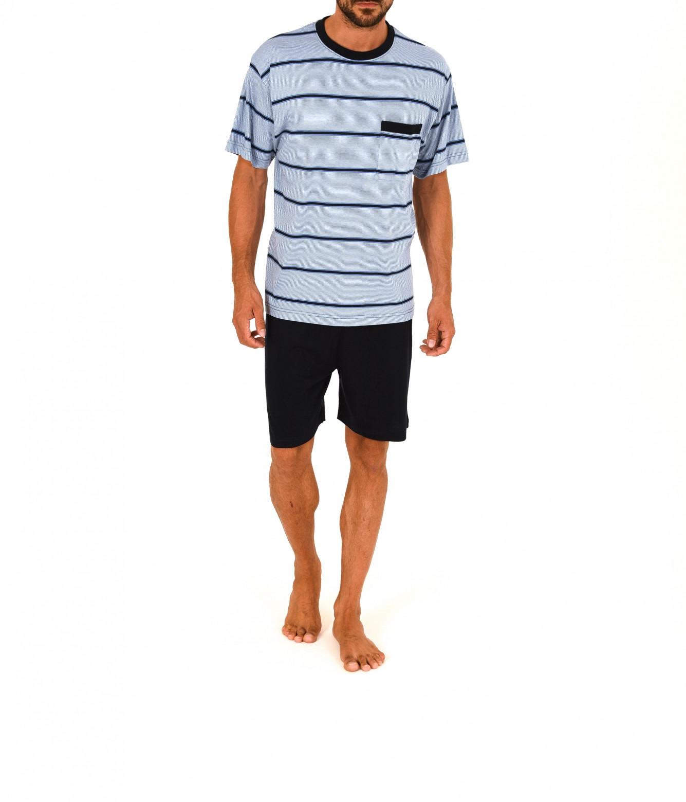 Herren Pyjama Shorty kurzarm Streifendessin – 171 105 90 733