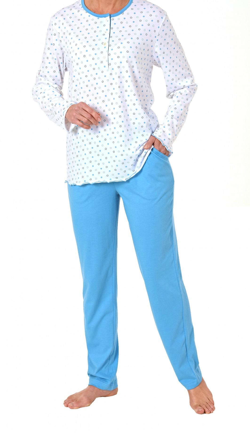 Edler Damen Pyjama langarm mit Tupfen Druck – 171 201 90 807