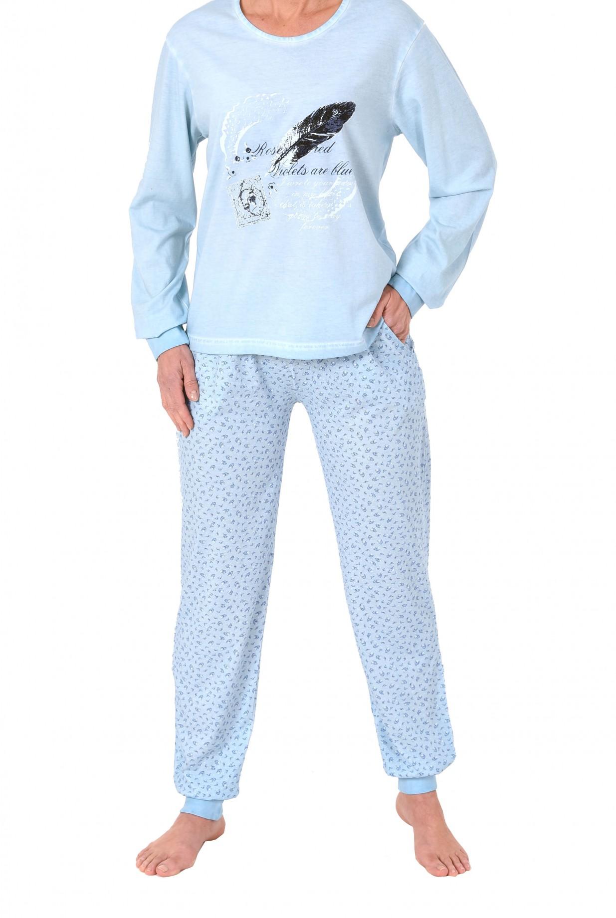 Lässiger Damen Pyjama langarm in gewaschener Optik – 171 201 90 820