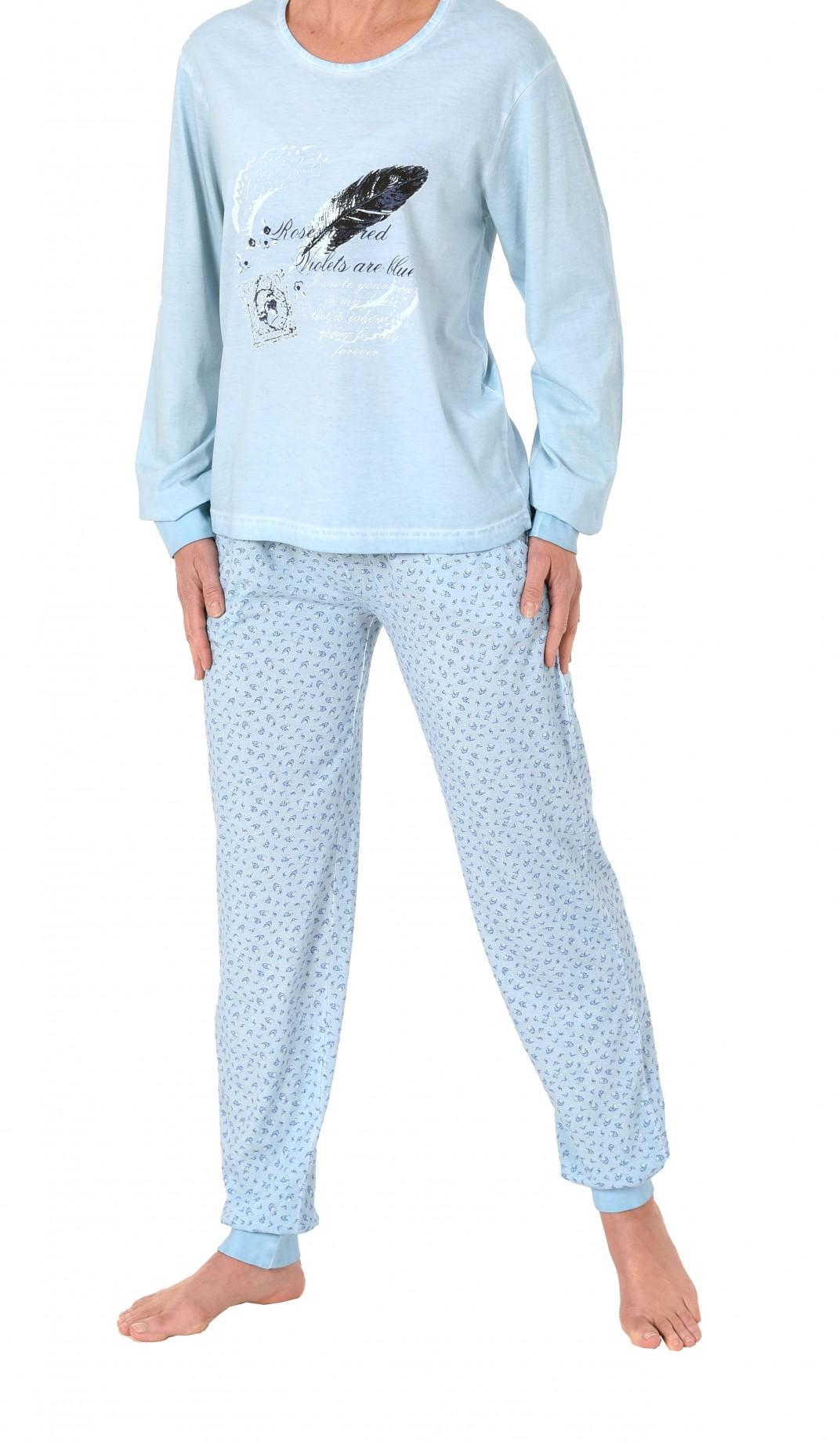 Lässiger Damen Pyjama langarm in gewaschener Optik – 171 201 90 820