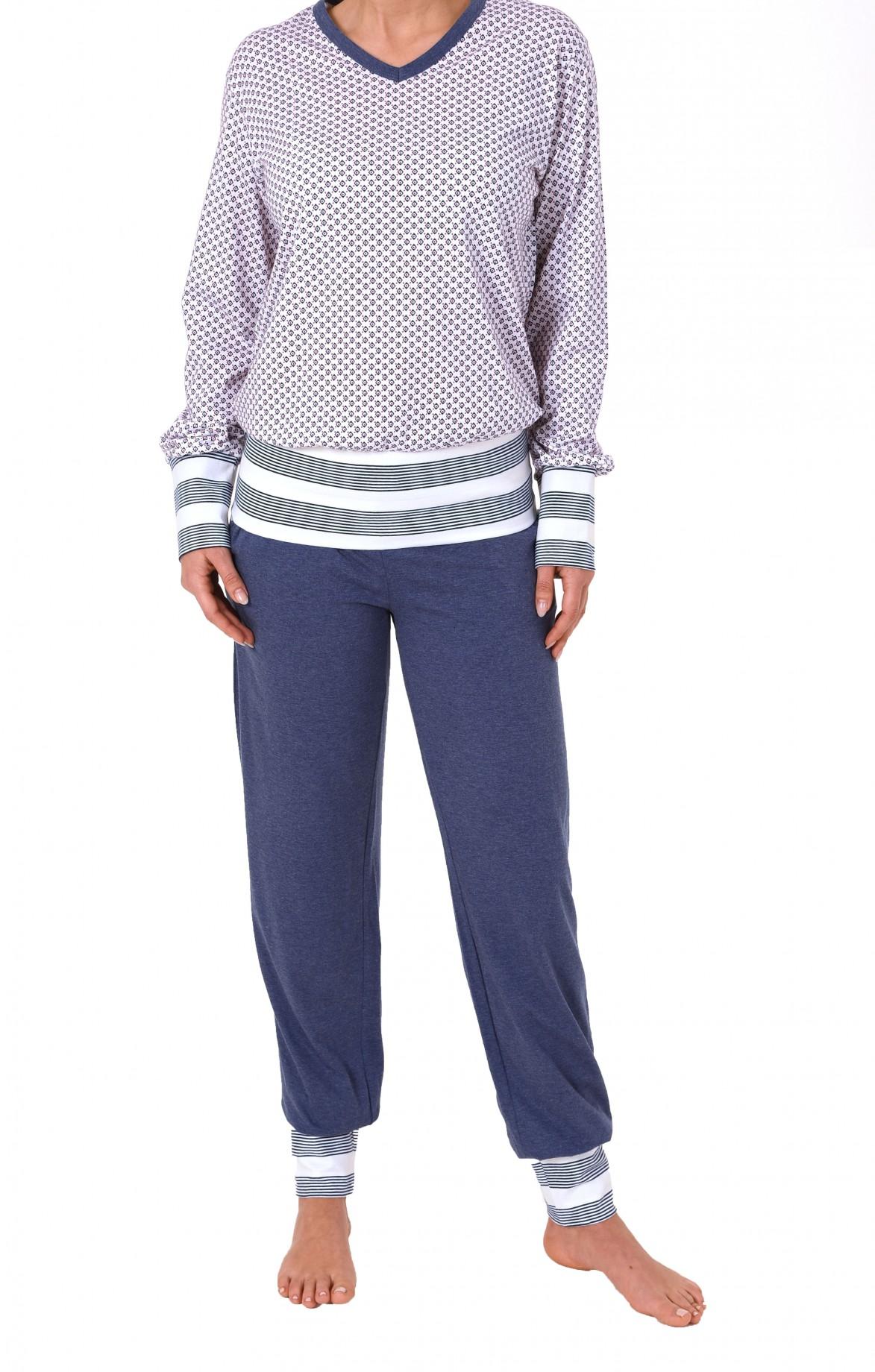 Lässiger Damen Pyjama langarm mit Bündchen in toller Optik – 171 201 90 839