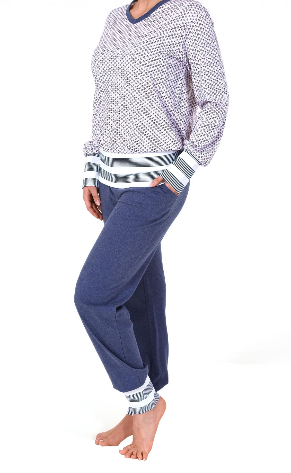 Lässiger Damen Pyjama langarm mit Bündchen in toller Optik – 171 201 90 839