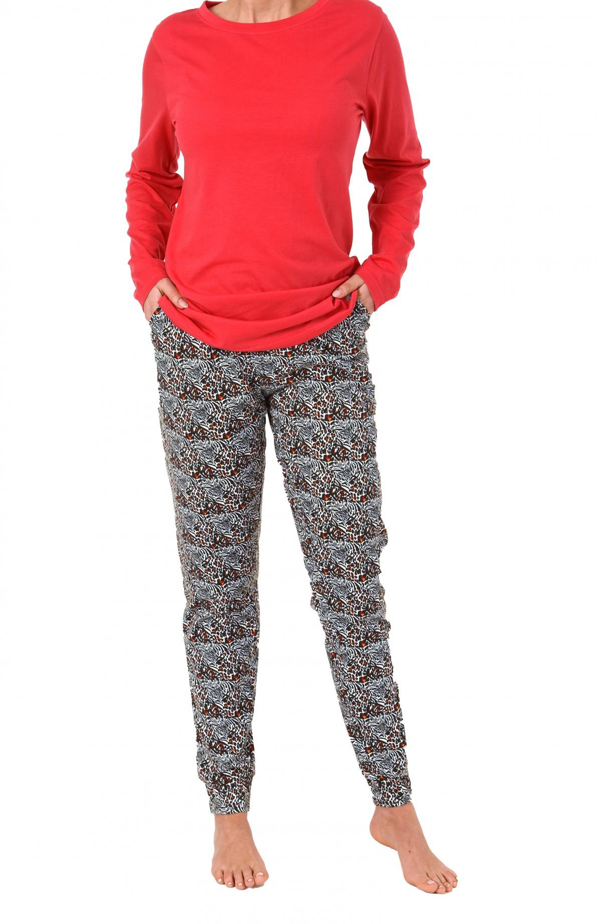Damen Pyjama langarm, Hose im Leopardenlook – 171 201 90 860