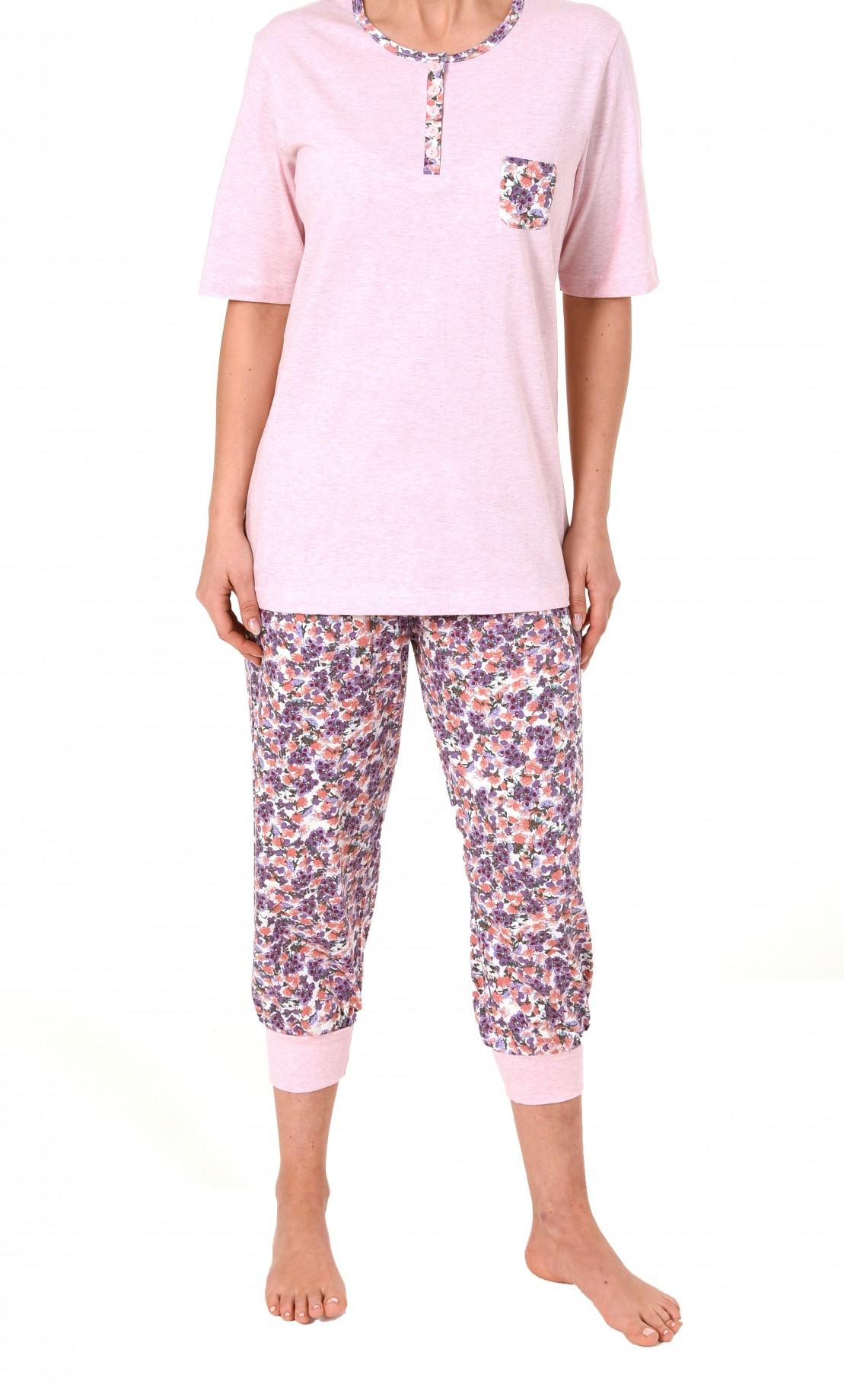 Toller Damen Pyjama kurzarm mit Caprihose  – Caprihose mit Bündchen – 171 204 90 602