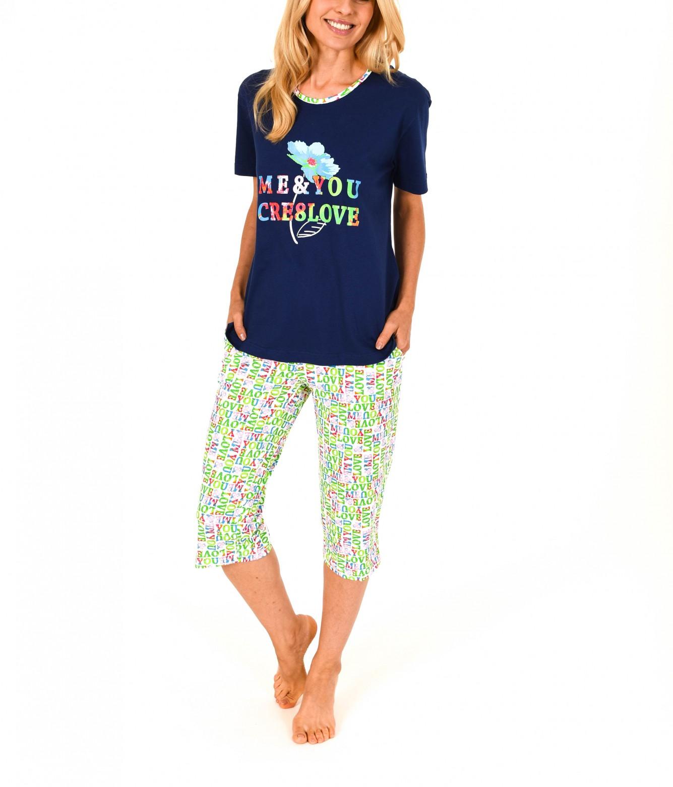 Wunderschöner Damen Pyjama kurzarm mit Caprihose – 171 204 90 842