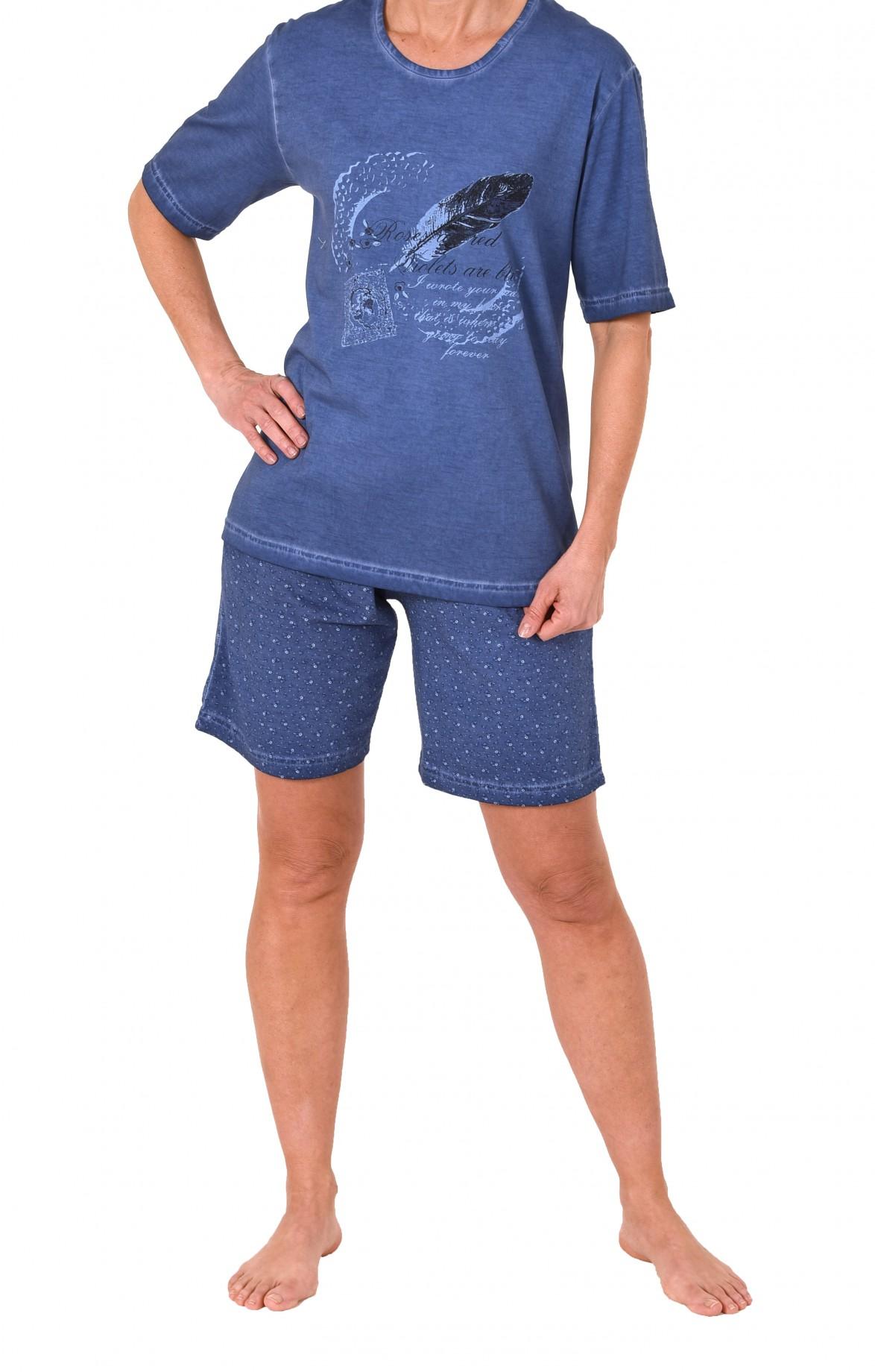 Lässiger Damen Shorty Pyjama kurzarm in gewaschener Optik – 171 205 90 820