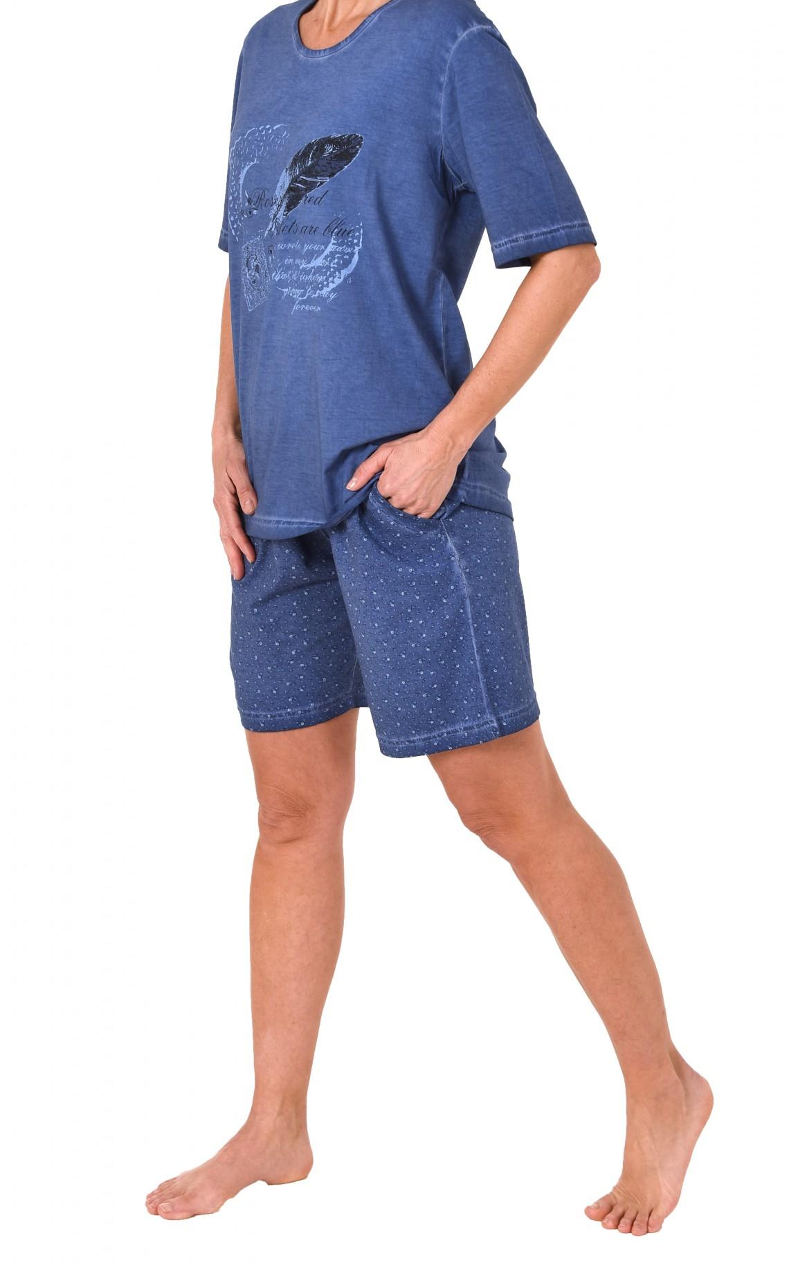 Lässiger Damen Shorty Pyjama kurzarm in gewaschener Optik – 171 205 90 820