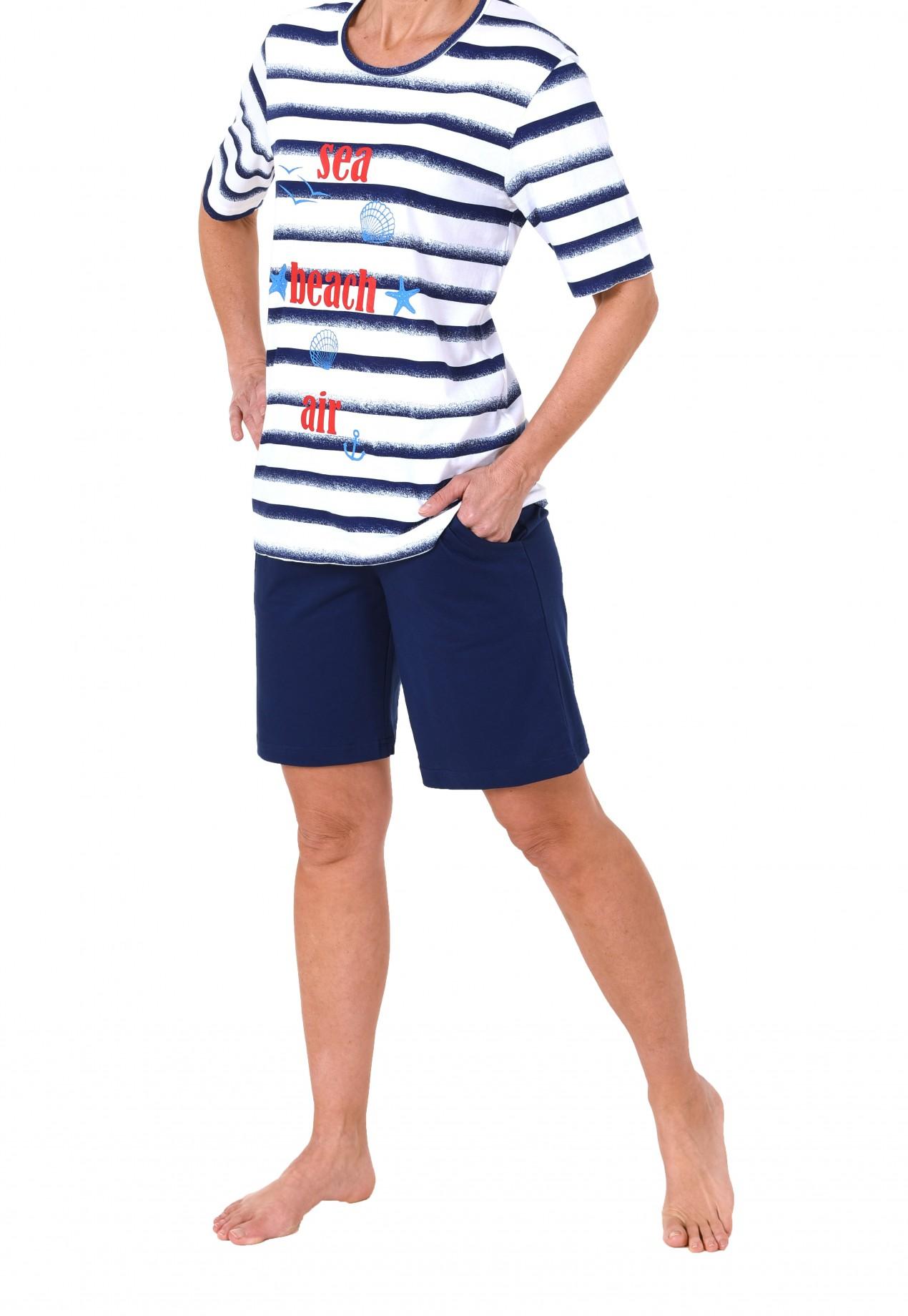 Toller Damen Shorty Pyjama kurzarm in maritimer Streifenoptik – 171 205 90 868