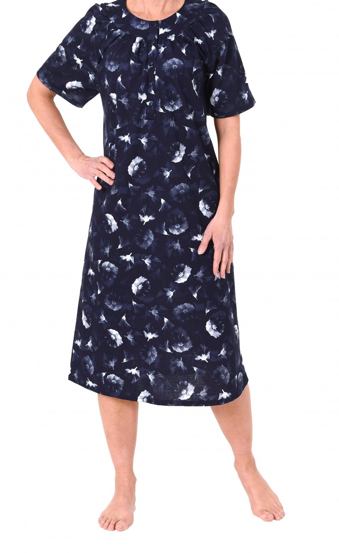 Elegantes Damen Nachthemd kurzarm,mit Knopfleiste am Hals, 110 cm Länge, 210 90 880