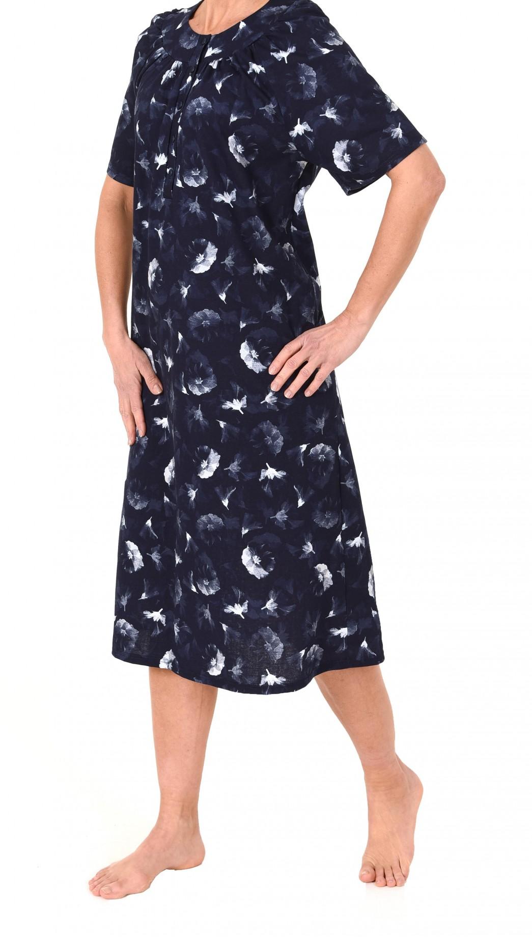 Elegantes Damen Nachthemd kurzarm,mit Knopfleiste am Hals, 110 cm Länge, 210 90 880