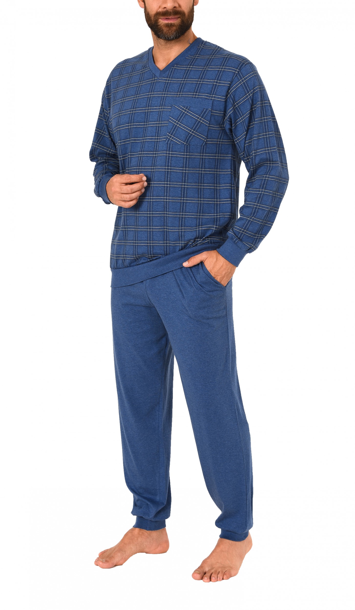Schlafanzug Herren Langarm - Karierter Pyjama In M-3XL