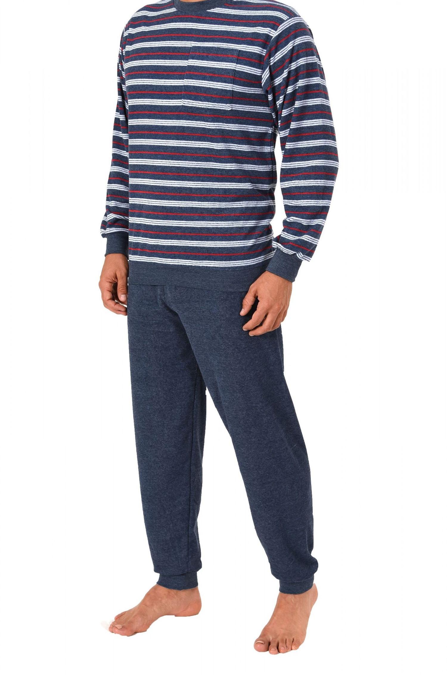 Eleganter Herren Frottee Pyjama Schlafanzug lang mit Bündchen – 271 101 93 730