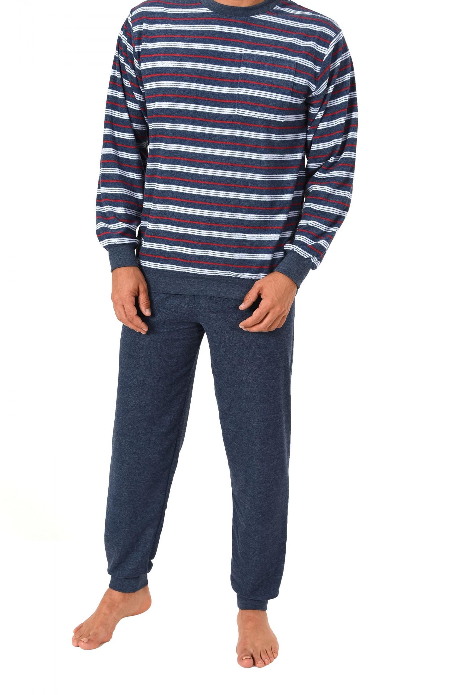Eleganter Herren Frottee Pyjama Schlafanzug lang mit Bündchen – 271 101 93 730