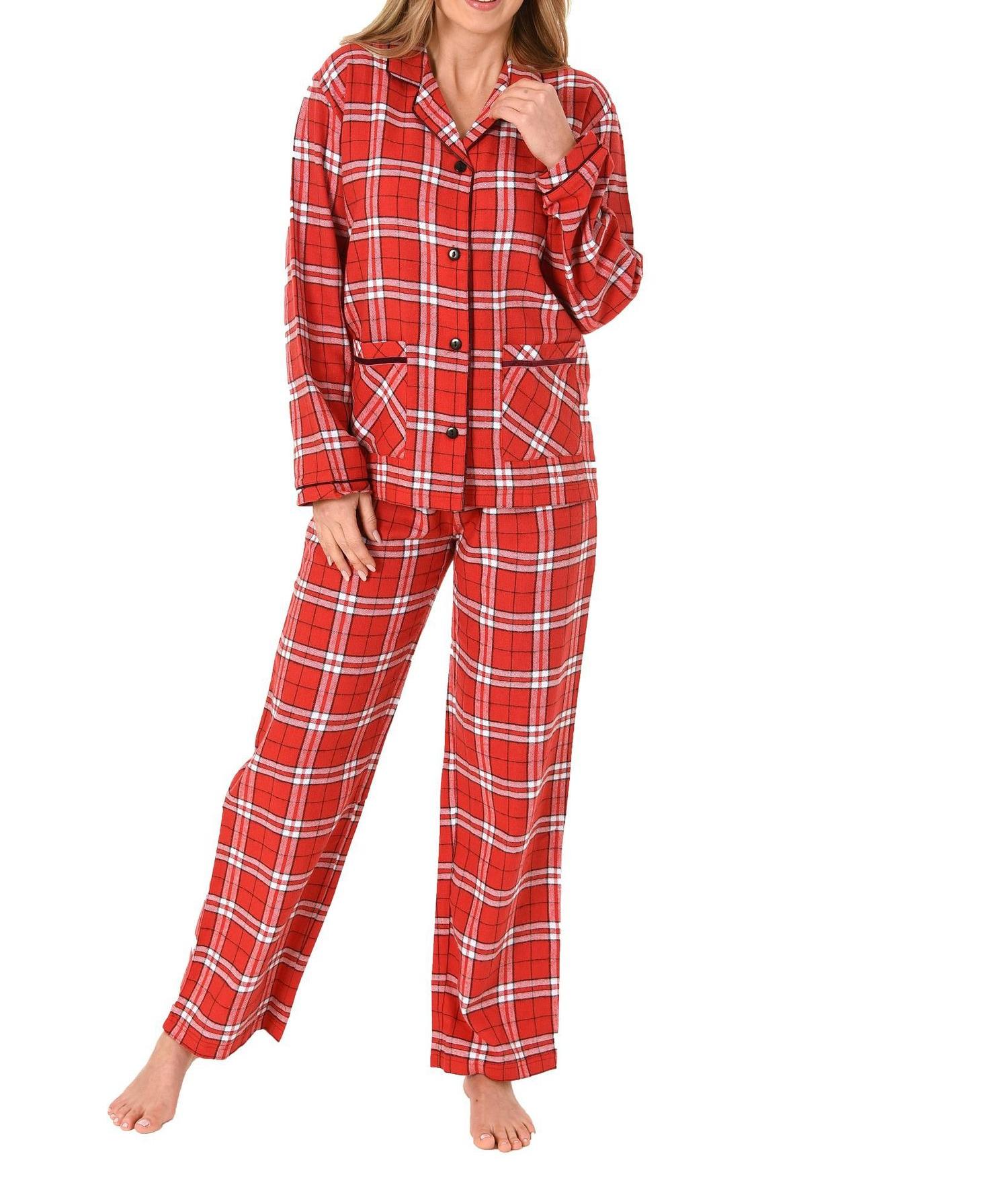 Damen Flanell Pyjama langarm Karodesign – 271 201 95 001