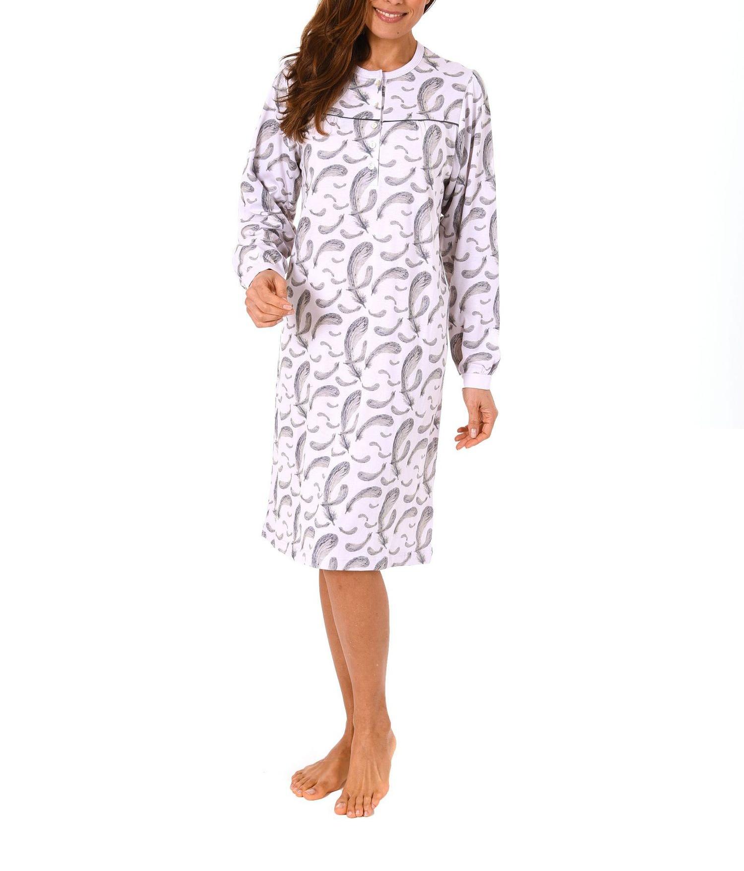 Elegantes Damen Nachthemd mit edlen Alloverdruck mit Knopfleiste am Hals – 271 210 90 470