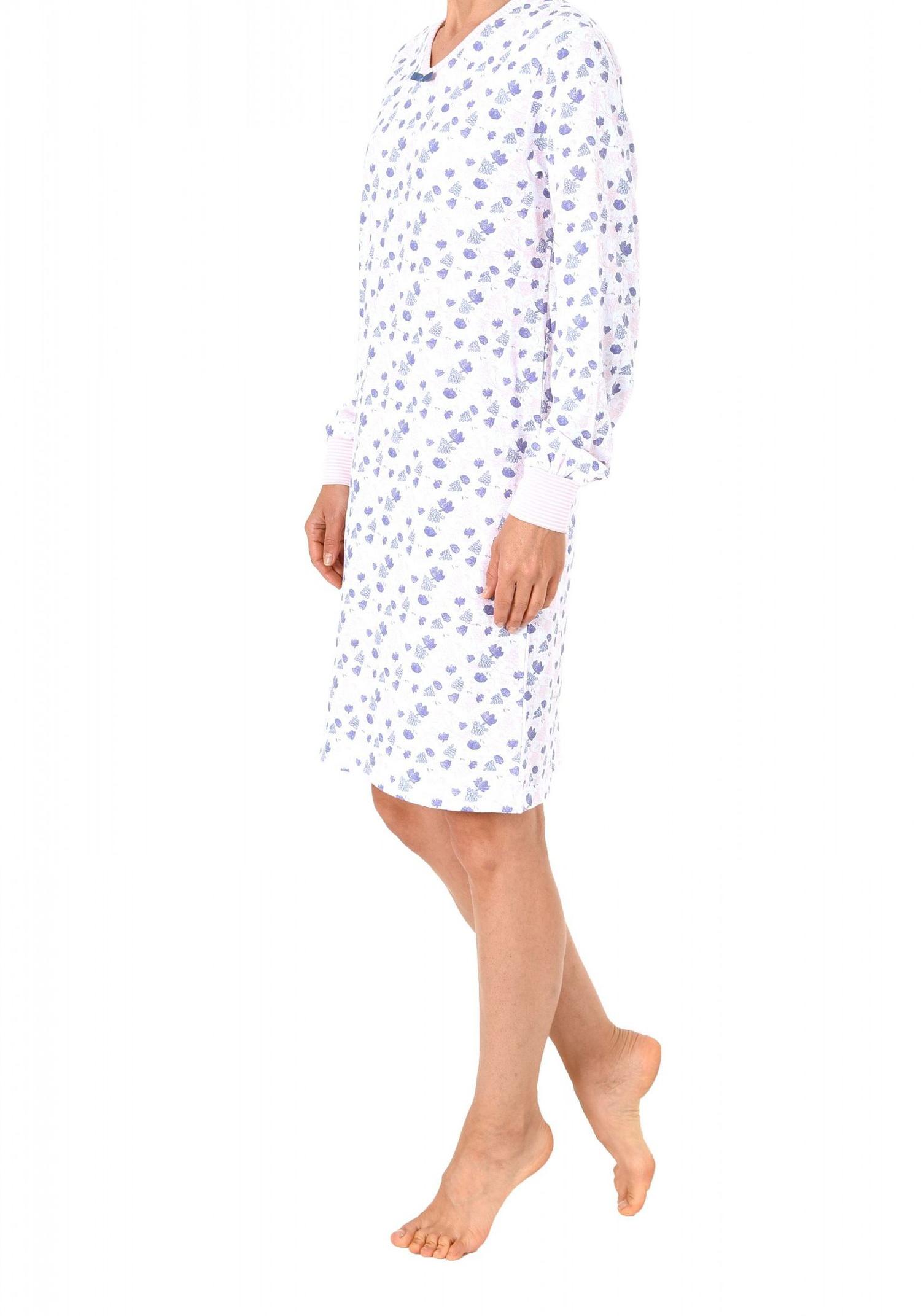 Tolles Damen Nachthemd langarm mit Flowerprint und Bündchen – auch in Übergrössen – 90 100