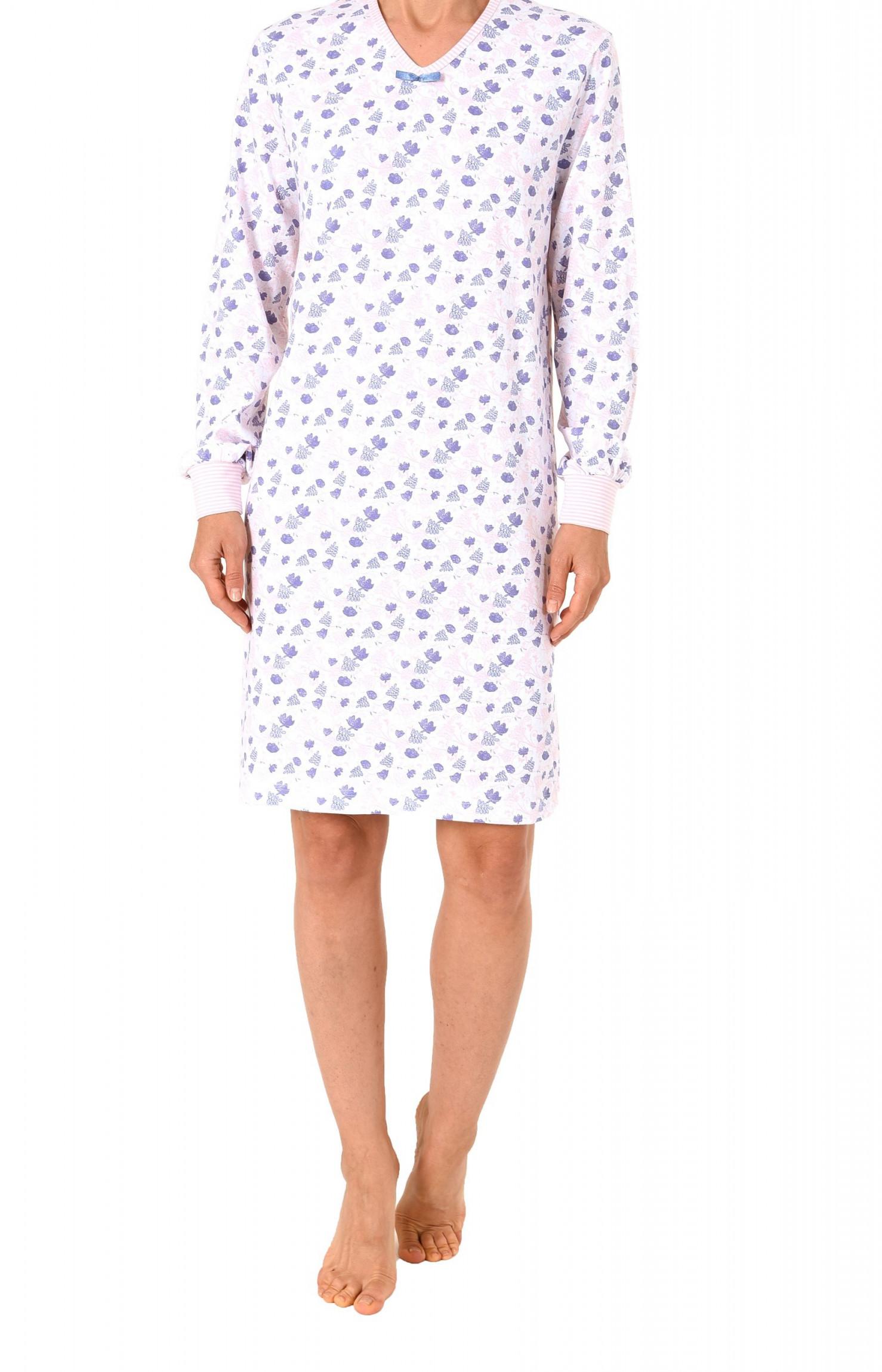 Tolles Damen Nachthemd langarm mit Flowerprint und Bündchen – auch in Übergrössen – 90 100