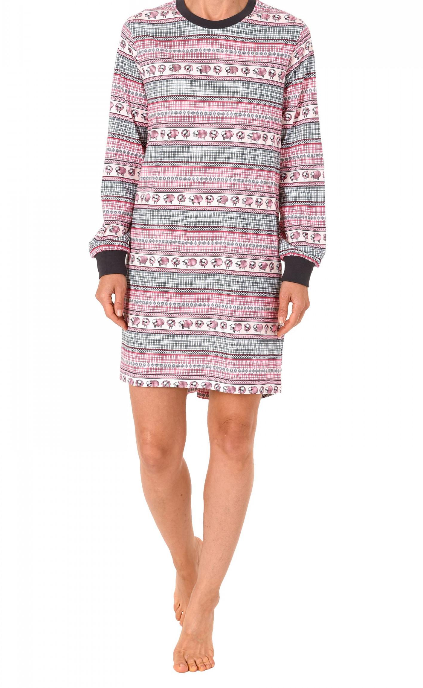 Cooles Damen Kurznachthemd mit Bündchen im Norweger Look – 271 213 90 418