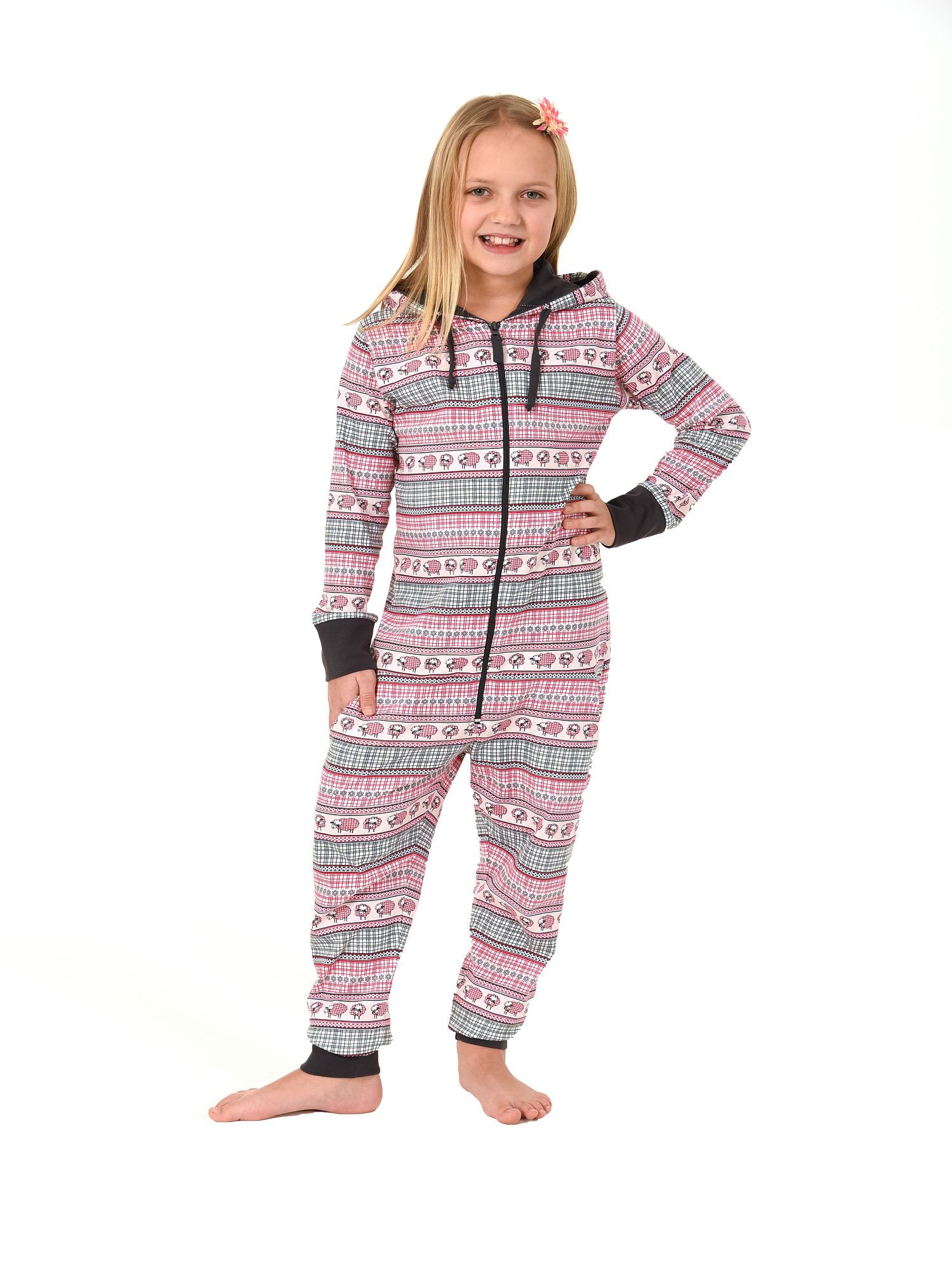 Mädchen Schlafanzug Einteiler Jumpsuit Overall langarm – cooles Motiv – 467 90 418