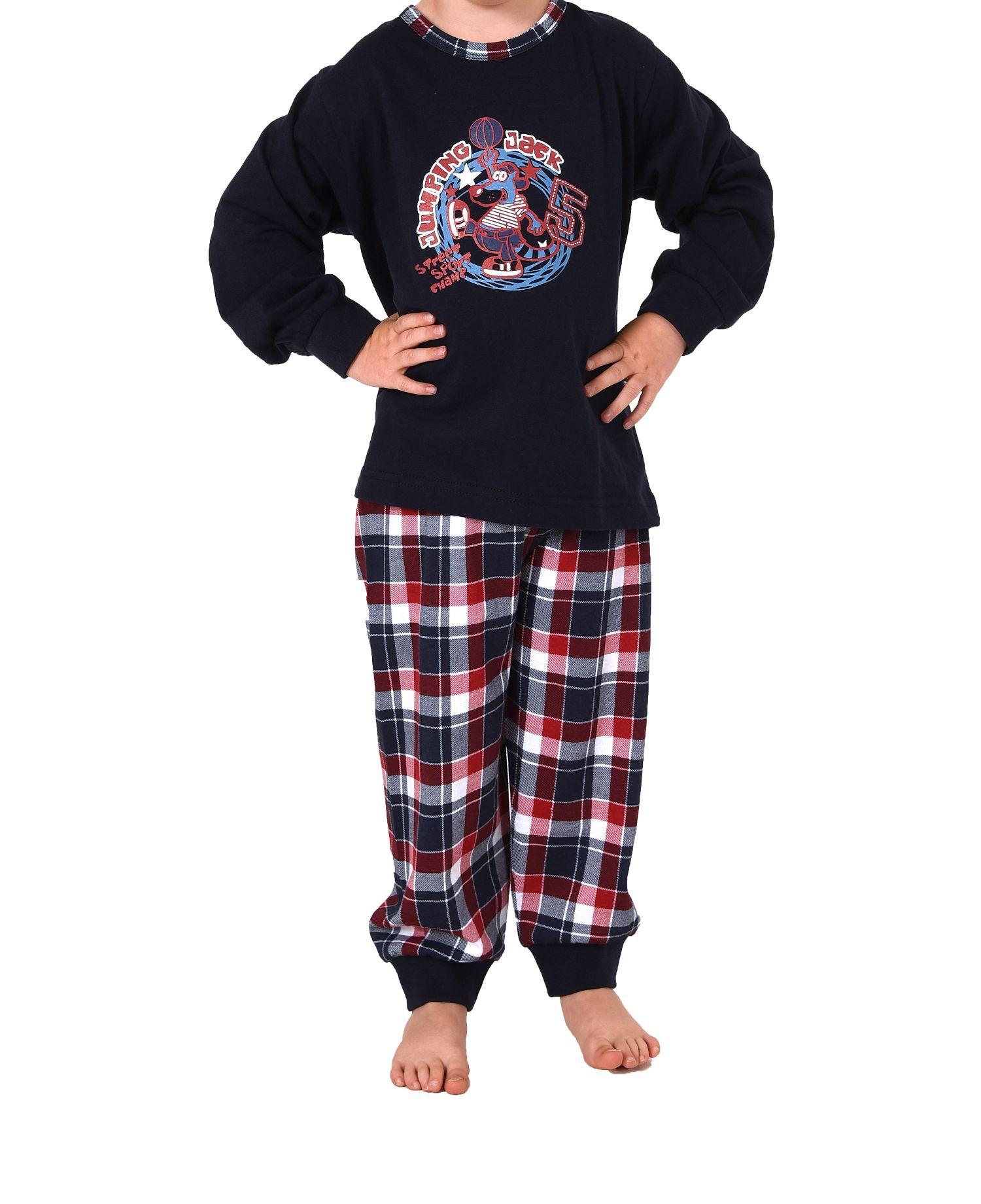 Jungen Kleinkinder Pyjama mit karierter Jersey Hose und Bündchen – Gr. 86 – 110