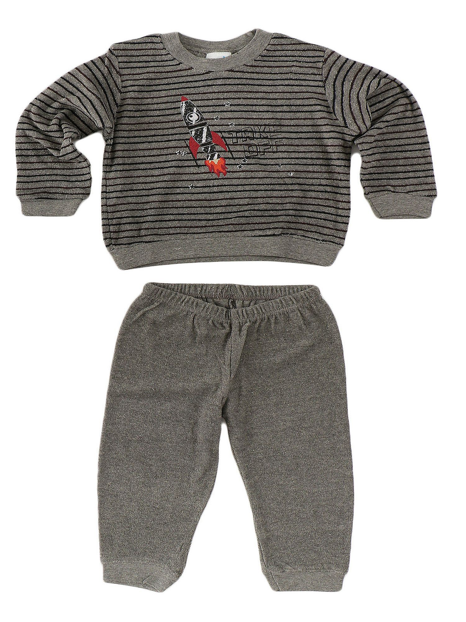 Jungen Kleinkinder Frottee Pyjama lang – Schlafanzug mit Bündchen – 57402