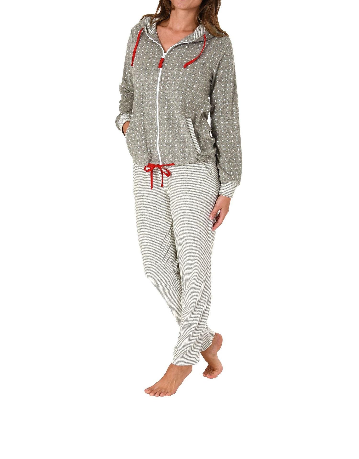 Damen Frottee Hausanzug Sternedesign Homewear Loungewear – auch in Übergrössen bis 60/62