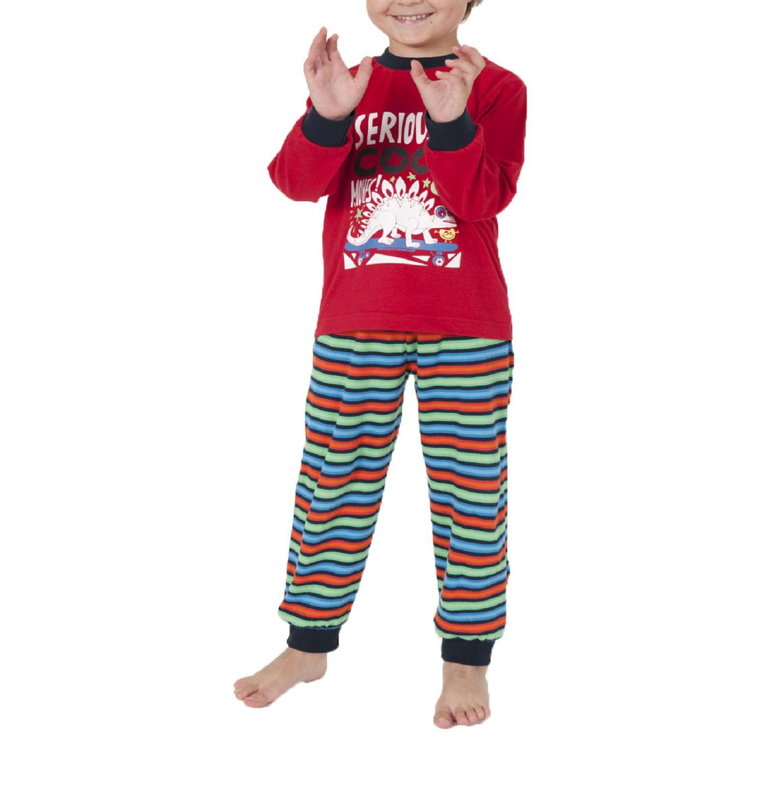 Jungen Schlafanzug Pyjama mit Bündchen und tollem Dinosaurier Motiv 58503